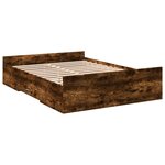 vidaXL Cadre de lit et tiroirs chêne fumé 120x200 cm bois d'ingénierie