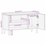 vidaXL Meuble TV Noir et or 80 x 33 x 46 cm bois de manguier massif
