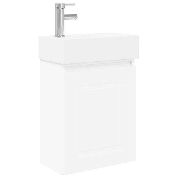 vidaXL Meuble de salle de bain avec robinet Blanc 45 5 x 22 5 x 84 cm