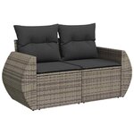 vidaXL Ensemble de canapé de jardin avec coussin 9 Pièces Gris polyrotin