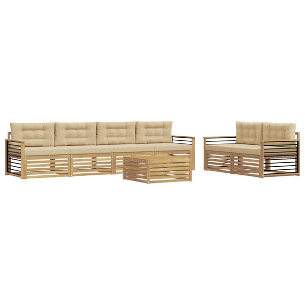 vidaXL Ensemble de canapés d'extérieur 7 pc Blanc et Beige Polyester