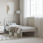 vidaXL Cadre de lit métal avec tête de lit blanc 90x190 cm