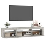 vidaXL Meuble TV avec lumières LED Gris béton 195x35x40 cm