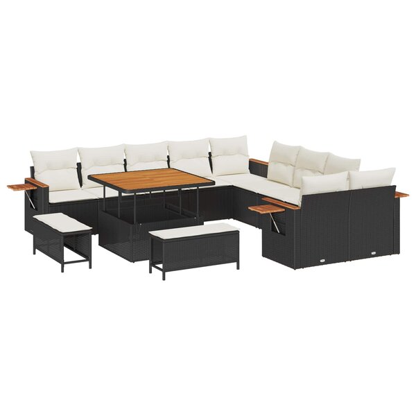 vidaXL Ensemble de canapé de jardin 13 Pièces Noir polyrotin