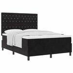 vidaXL Lit à ressorts avec matelas Noir 160 x 200 cm tissu