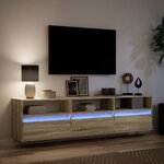 vidaXL Meuble TV mural avec LED chêne sonoma 180x31x45 cm