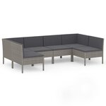 vidaXL Salon de jardin 6 Pièces avec coussins résine tressée gris