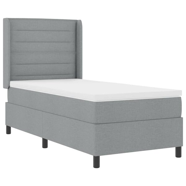 vidaXL Lit à ressorts avec matelas Gris clair 80 x 200 cm tissu