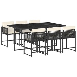 vidaXL Ensemble à manger de jardin coussins 7Pièces Noir Résine tressée