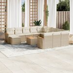 vidaXL Salon de jardin avec coussins 13 Pièces beige résine tressée