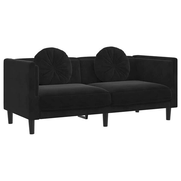 vidaXL Canapé avec coussins 2 places noir velours