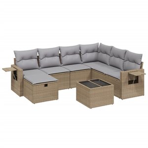 vidaXL Salon de jardin avec coussins 8Pièces mélange beige résine tressée
