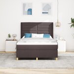 Lit Box Spring vidaXL avec Matelas - Brun Foncé  140x200 cm  Tissu
