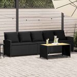 vidaXL Canapé de jardin avec coussins 5 places noir résine tressée