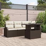 vidaXL Ensemble de canapé de jardin 5 pièces avec coussins marron en polyrotin