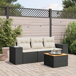 vidaXL Salon de jardin 4 Pièces avec coussins noir résine tressée