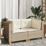 vidaXL Canapés d'angle de jardin et coussins 2Pièces beige résine tressée
