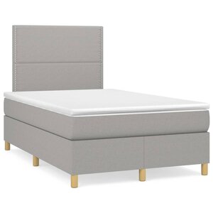vidaXL Sommier à lattes de lit avec matelas Gris clair 120x200cm Tissu