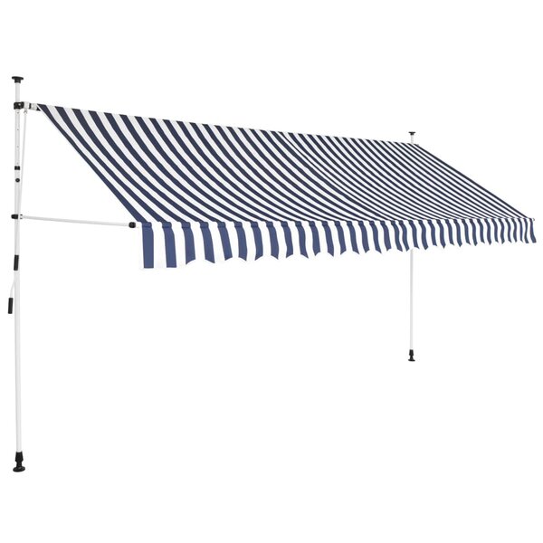 vidaXL Auvent rétractable manuel 400 cm Rayures bleues et blanches