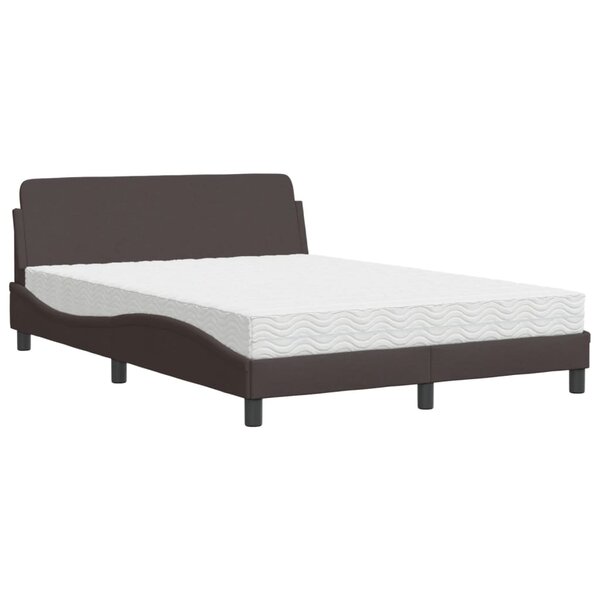 vidaXL Lit avec matelas marron foncé 140x200 cm tissu
