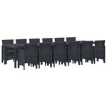 Ensemble de salle à manger de jardin de 13 pièces avec coussins Anthracite Poly Rattan