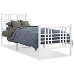vidaXL Cadre de lit métal avec tête de lit/pied de lit blanc 80x200 cm