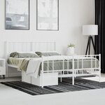 vidaXL Cadre de lit métal sans matelas et pied de lit blanc 140x190 cm