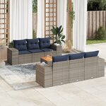 vidaXL Salon de jardin 7 Pièces avec coussins gris résine tressée