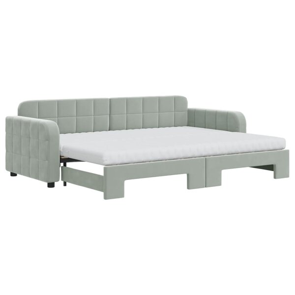 vidaXL Lit de jour avec gigogne et matelas gris clair 80x200cm velours