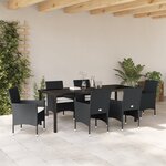 vidaXL Ensemble de Salle à Manger de Jardin 7 Pièces Noir Rotin Polyéthylène