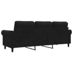 vidaXL Canapé à 3 places Noir 180 cm Velours