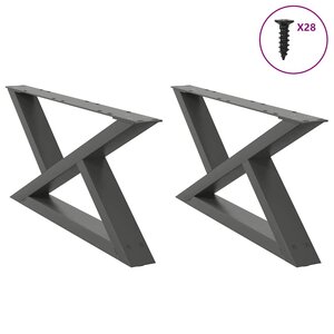 vidaXL Pieds de table basse 2 pièces Anthracite 70 x (30-31 3) cm Acier