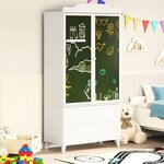 vidaXL Armoire Tableau Noir avec tiroir Blanc Bois d'ingénierie