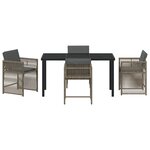 vidaXL Ensemble de salle à manger 5 pièces avec coussins gris poly rattan