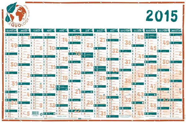 Calendrier mural 'Equology' 650 x 430 mm Quovadis
