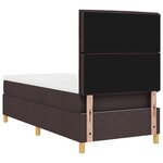 vidaXL Lit Box Spring avec Matelas & LED Marron Foncé 90x200 cm Tissu