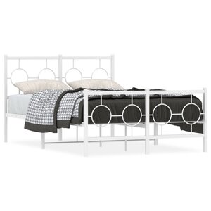 vidaXL Cadre de lit métal sans matelas et pied de lit blanc 120x190 cm