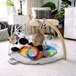Tapis d'éveil avec barre en bois  jouets multisensoriels