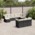 vidaXL Salon de jardin 10 Pièces avec coussins noir résine tressée