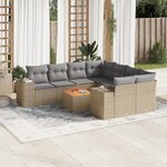 vidaXL Salon de jardin avec coussins 9 Pièces beige résine tressée