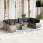 vidaXL Salon de jardin 11 Pièces avec coussins gris résine tressée