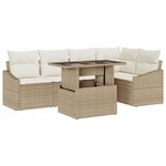 vidaXL Ensemble de canapé de jardin 6 pièces avec coussins beige en rattan synthétique