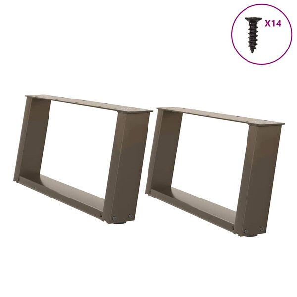 vidaXL Pieds de table basse en U 2 pièces Acier naturel 60 x (30-31) cm Acier