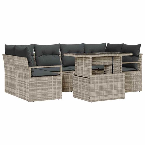 vidaXL Ensemble de canapé de jardin 7 Pièces Gris clair Poly rotin