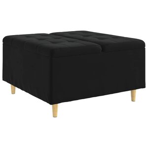 vidaXL Pouf de rangement avec coussin Noir 80 x 80 x 45 cm Velours