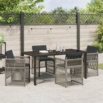 vidaXL Ensemble Salle à Manger Jardin 5 pièces avec Coussins Gris Poly Rattan