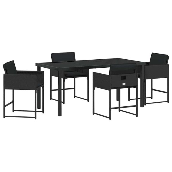 vidaXL Ensemble de salle à manger pour jardin 5 Pièces Noir polyrotin