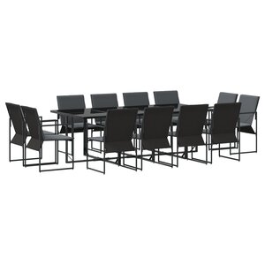 Ensemble de salle à manger de jardin de 16 pièces avec coussins en acier et textilène