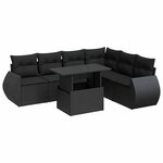 vidaXL Salon de jardin 7 Pièces avec coussins noir résine tressée