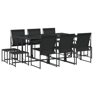 vidaXL Ensemble à manger de jardin 11 Pièces noir textilène